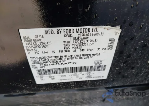 2017 Ford Explorer Platinum from USA, damaged, VIN 1FM5K8HT5HGA27173